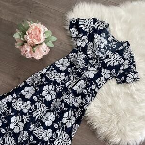 New Roxy Ocean Echo Navy Tropical Floral Button Down Maxi Dress